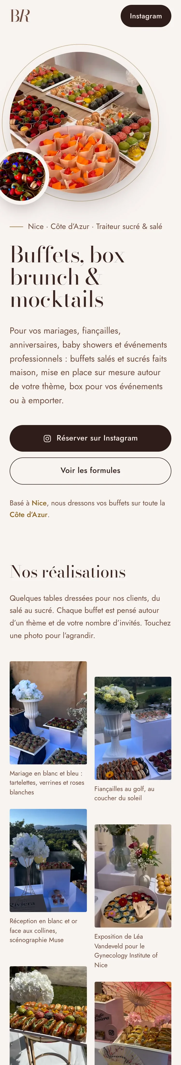 Site Buffet Riviera sur téléphone
